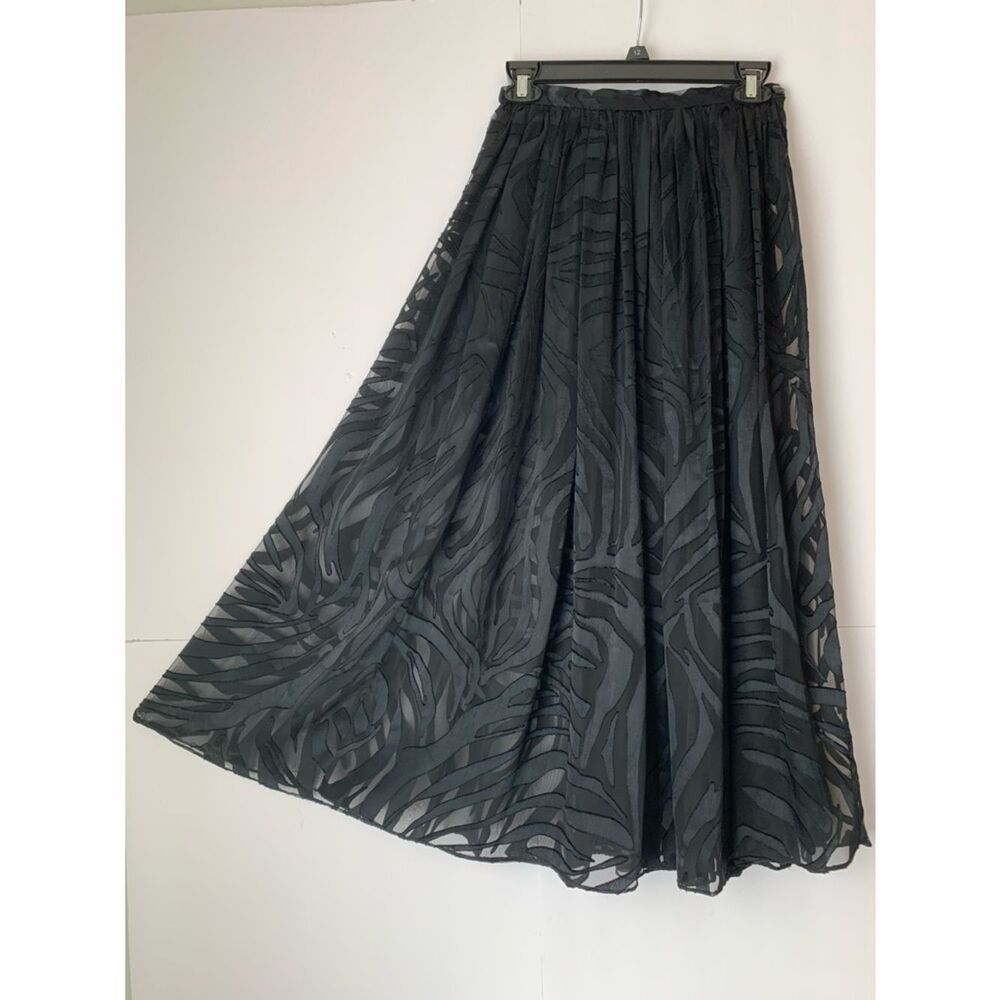 VTG Cathy Hardwick Women's Full Black Burn Out A-Line Midi Skirt Size 6